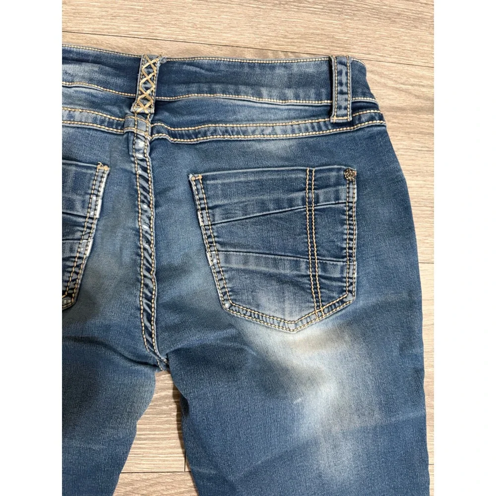 Rose Royce Sarina Moonlight Blue Denim Bermuda Shorts Size 28 7/8 Whiskered
